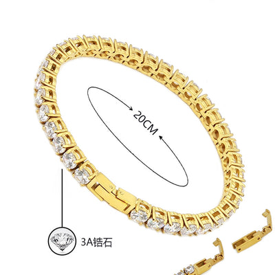 Classic Style Geometric Stainless Steel 18K Gold Plated Rose Gold Plated Zircon Tennis Bracelet In Bulk