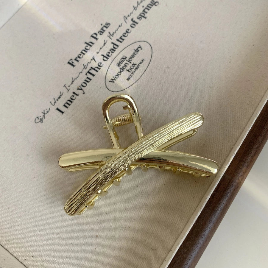 Women's Casual Simple Style Solid Color Alloy Criss Cross Hair Claws