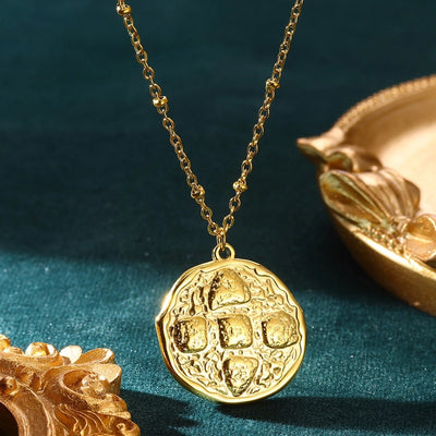 Jewelry Casual Simple Style Round Square 304 Stainless Steel 18K Gold Plated Pendant Necklace