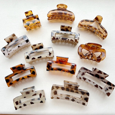 fashion geometric leopard plastic hollow out hair claws