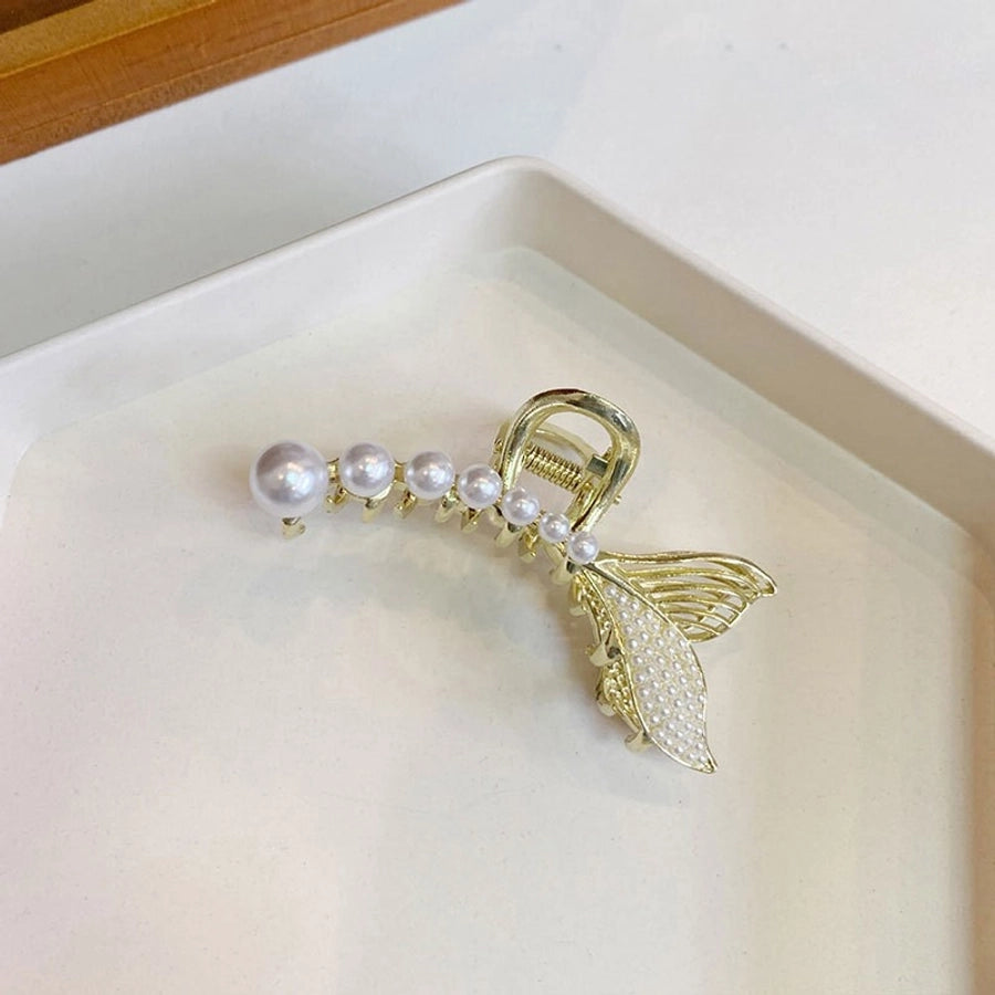 simple style geometric artificial pearl handmade hair claws 1 piece