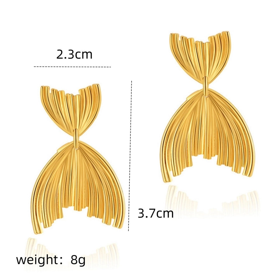 1 Pair Hawaiian Vacation Beach Fish Tail 304 Stainless Steel 18K Gold Plated Drop Earrings
