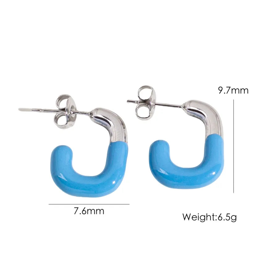 1 Pair IG Style Sweet Simple Style U Shape Enamel 304 Stainless Steel 14K Gold Plated Ear Studs