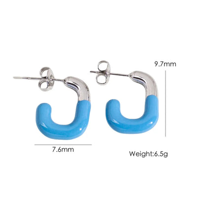 1 Pair IG Style Sweet Simple Style U Shape Enamel 304 Stainless Steel 14K Gold Plated Ear Studs