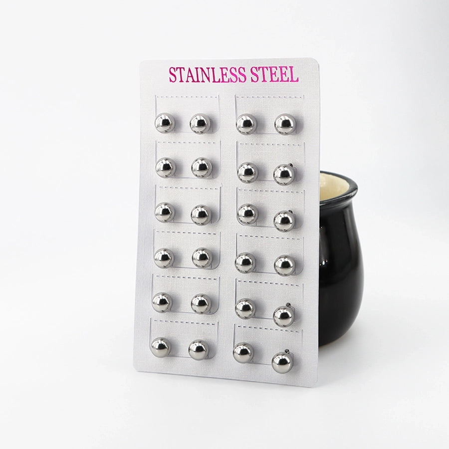 12 pairs Casual Simple Style Classic Style Round Plating 304 Stainless Steel Gold Plated Ear Studs