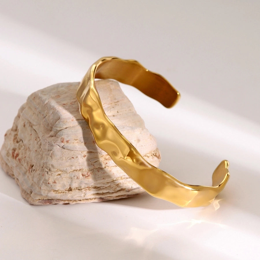 Casual Simple Style Solid Color Solid Color 316 Stainless Steel  18K Gold Plated Bangle In Bulk Stainless Steel Bracelets Halloween