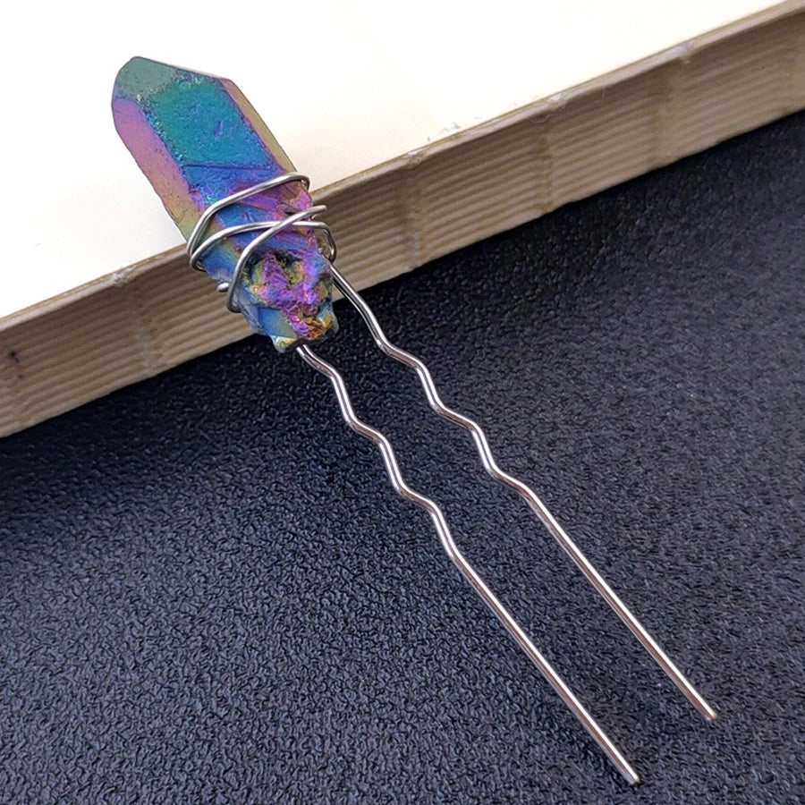 women's ig style geometric alloy handmade inlay crystal hairpin