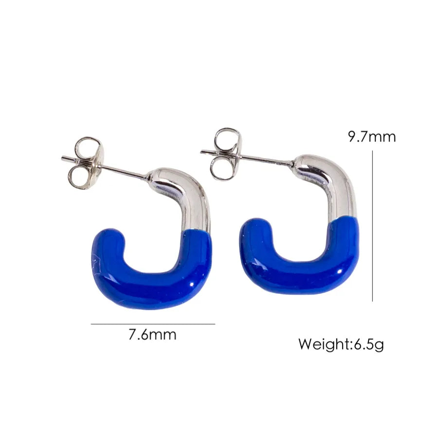 1 Pair IG Style Sweet Simple Style U Shape Enamel 304 Stainless Steel 14K Gold Plated Ear Studs