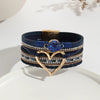 elegant classic style heart shape pu leather inlay rhinestones women's bracelets