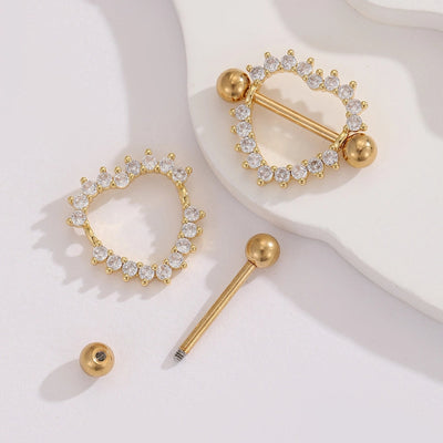 1 Pair Ear Cartilage Rings & Studs Modern Style Shiny Heart Shape 304 Stainless Steel Inlay Zircon Ear Cartilage Rings & Studs