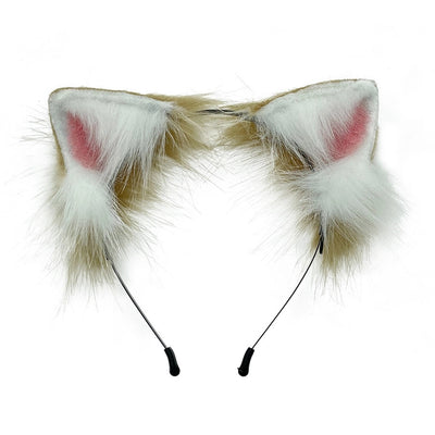 A generation of hair simulation beast ear plush headdress cat ear cat tail cosplay set hairband Net red accessories