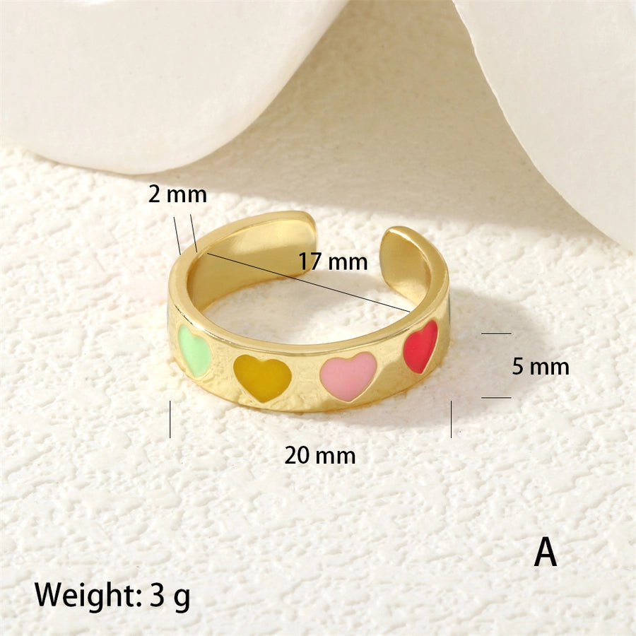 Jewelry Cute Pentagram Copper Enamel Open Rings