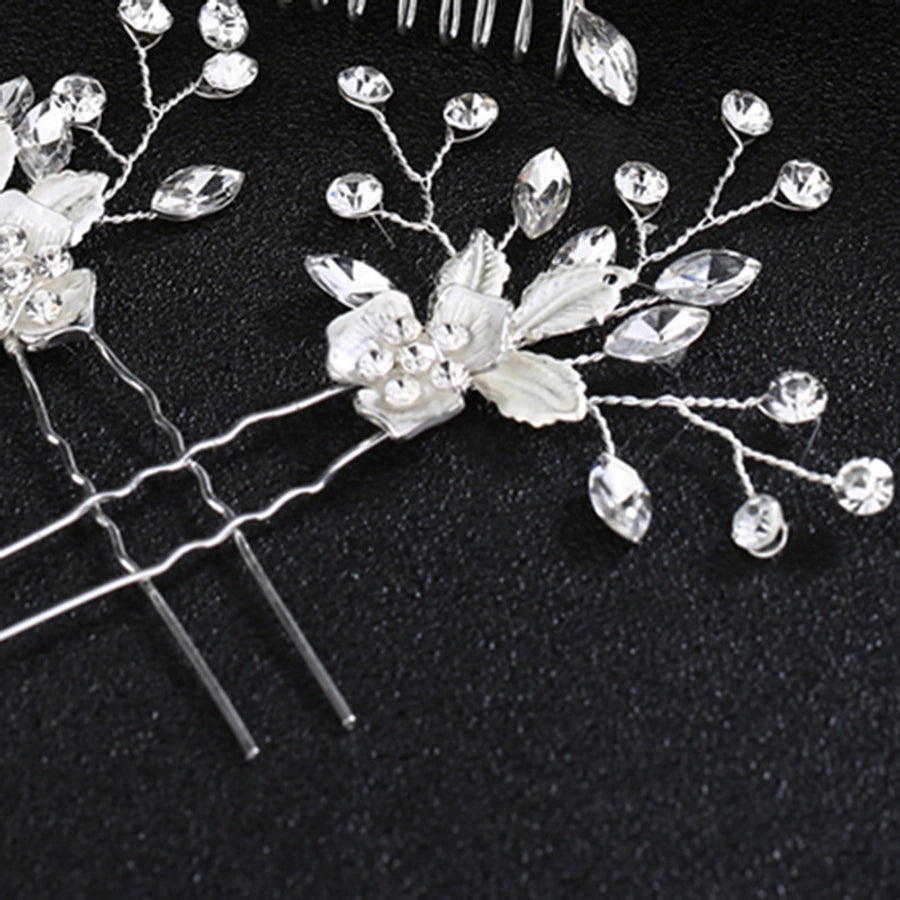 korean style inlaid rhinestone pearl insert comb alloy bridal hairpin