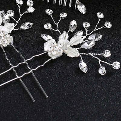 korean style inlaid rhinestone pearl insert comb alloy bridal hairpin