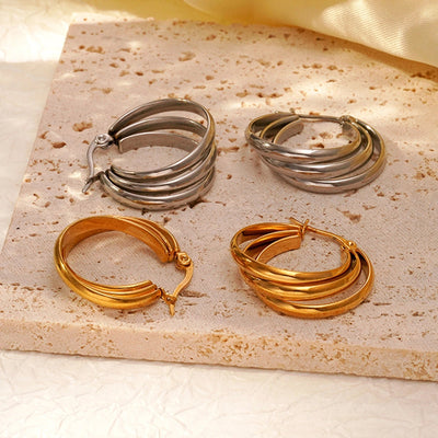 1 Pair Simple Style Solid Color 304 Stainless Steel 18K Gold Plated Earrings