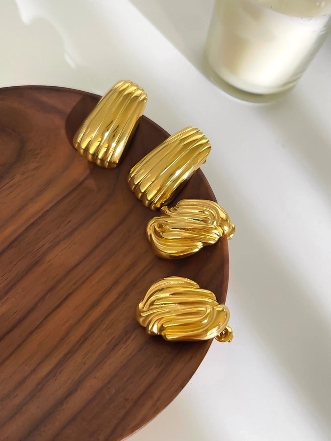 1 Pair Nordic Style Simple Style Commute Geometric Irregular 316L Stainless Steel  18K Gold Plated Earrings