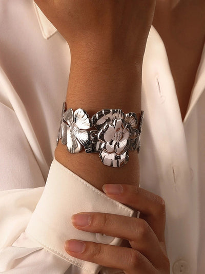 Vintage Style Sweet Flower 201 Stainless Steel Bangle In Bulk
