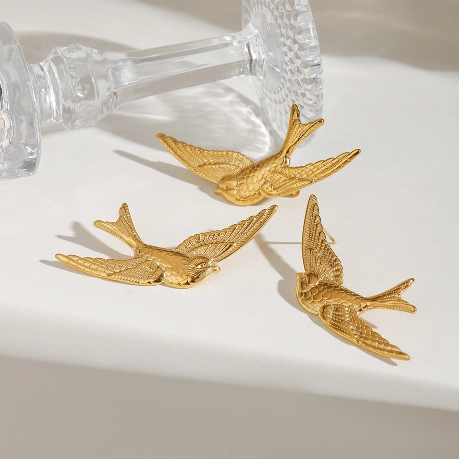 1 Piece 1 Pair Classic Style Swallow 304 Stainless Steel Ear Studs