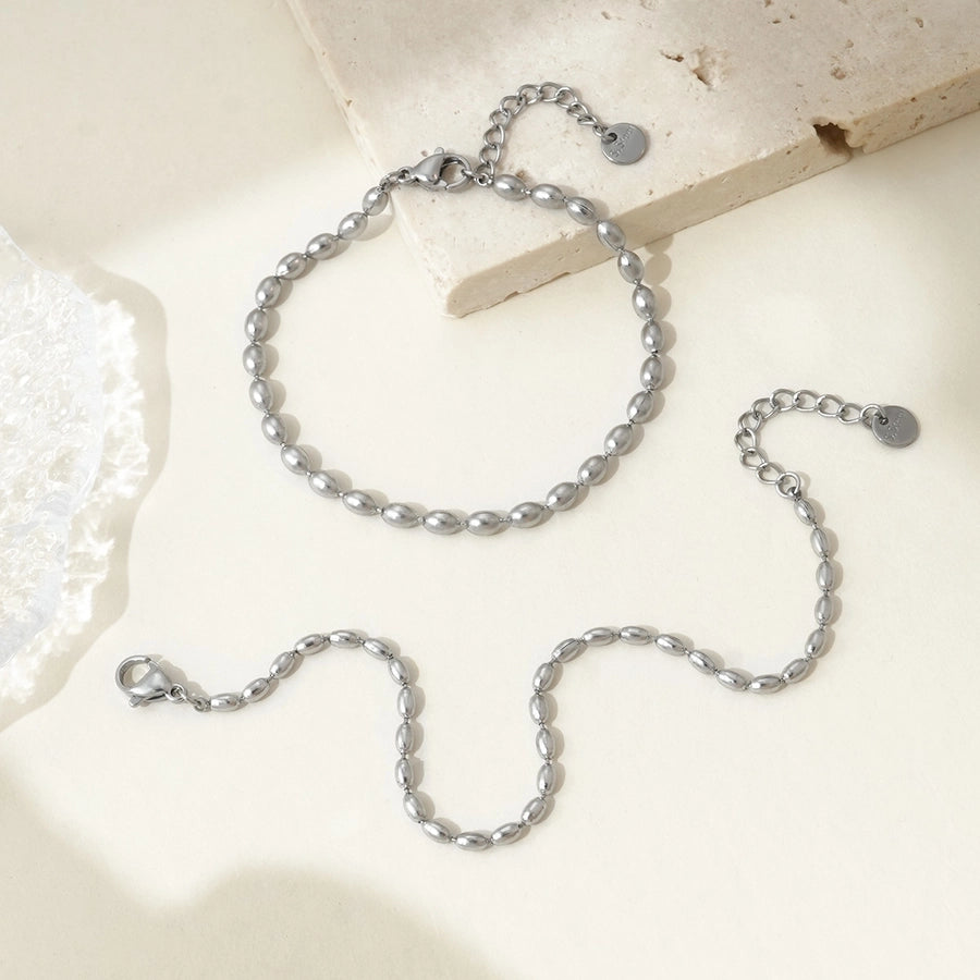 Simple Style Oval 304 Stainless Steel 14K Gold Plated Bracelets In Bulk