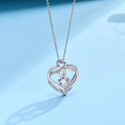 Copper Inlay Heart Shape Zircon Pendant Necklace