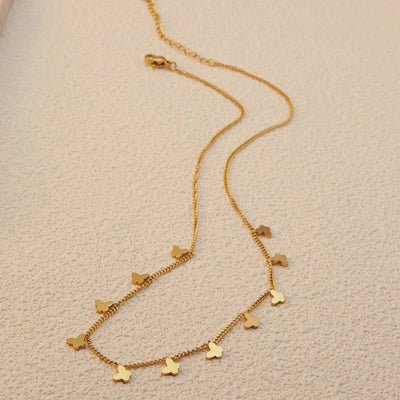 Jewelry Basic Simple Style Artistic Leaf Square Butterfly 304 Stainless Steel 18K Gold Plated Plating Necklace