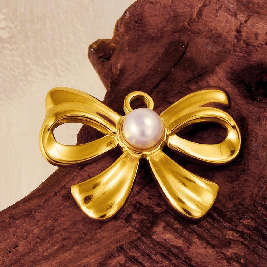 Jewelry Vintage Style Classic Style Bow Knot 304 Stainless Steel 18K Gold Plated Irregular Plating Pendant Necklace