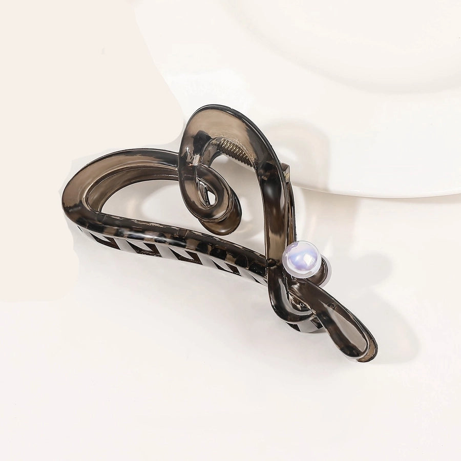 Women's Sweet Simple Style Heart Shape Plastic Resin Inlay Artificial Pearls Hair Claws