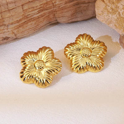 1 Pair Sweet Commute Flower 304 Stainless Steel Imitation Gold  Ear Studs