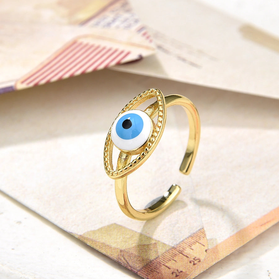 Copper Plating 18K Color Retention Drip Oval Eye Opening Ring