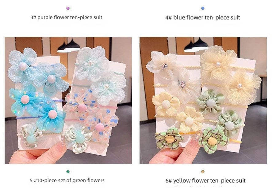 Children's Cute Flower Rubber Band Hair Band Set Baby Do Not Hurt Hair Elastic Good Girls Baby Hair Rope Hair Accessories Women