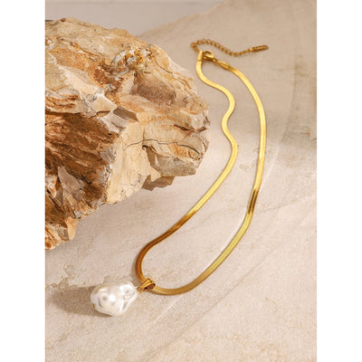 Jewelry Simple Style Classic Style Irregular 304 Stainless Steel Pearl Pendant Necklace