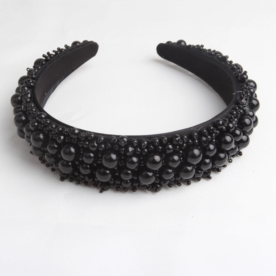 Women's Lady Geometric Artificial Pearl Cloth Rhinestone Hair Band