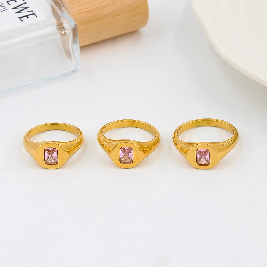 Jewelry Simple Style Geometric 304 Stainless Steel Zircon Inlay Rings