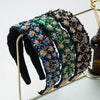 fashion plaid cloth inlay rhinestone hair band