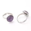 Jewelry Casual Simple Style Round Solid Color 304 Stainless Steel Natural Stone Crystal Polishing Inlay Adjustable Ring