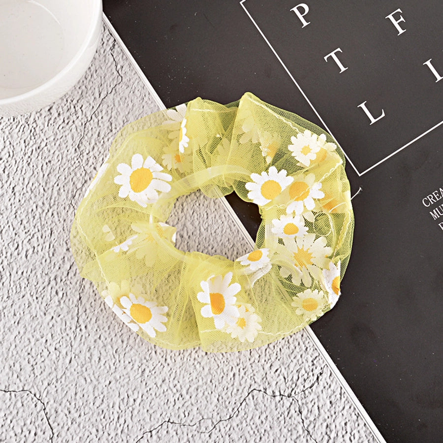 korean simple mesh daisy hair scrunchies