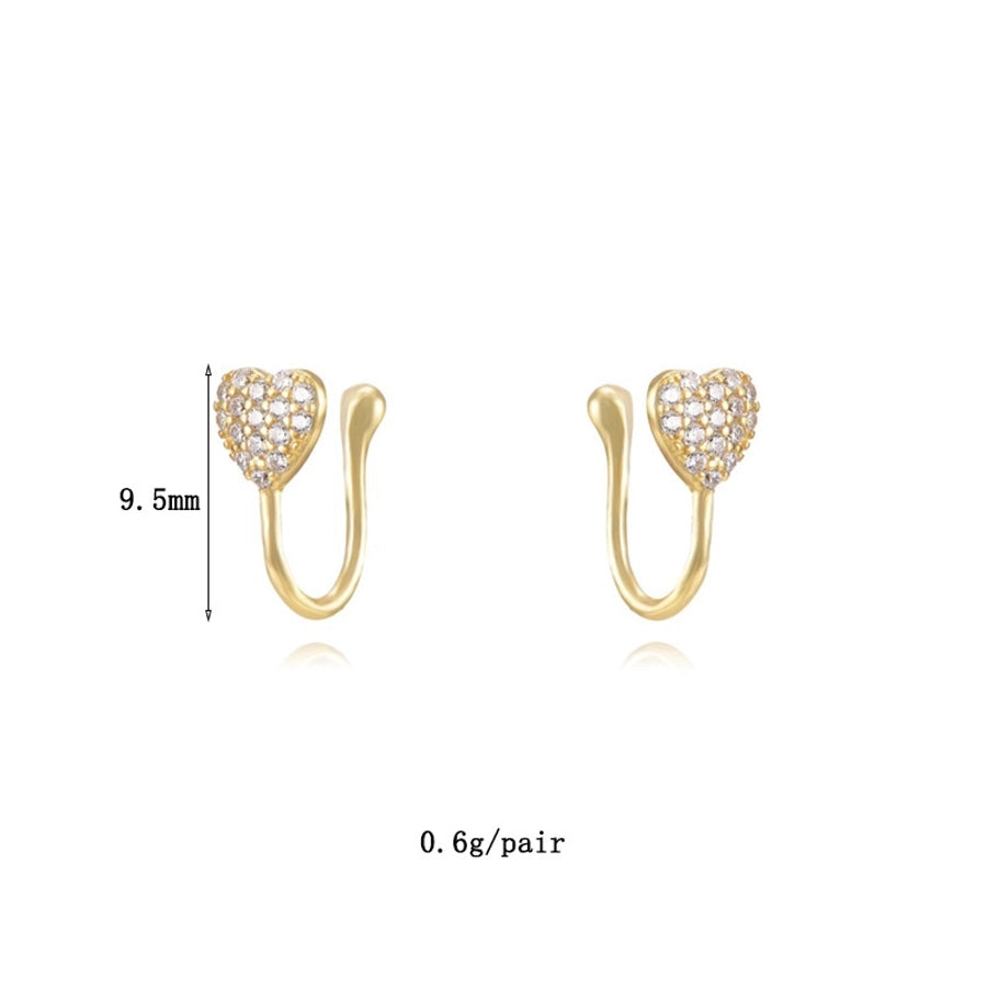 1 Pair IG Style Leaf Moon Heart Shape Inlay Copper Zircon Gold Plated Ear Cuffs