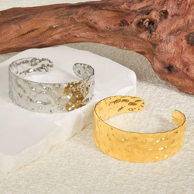 304 Stainless Steel Cross-Border European and American Bracelet 18K Gold Adjustable Bracelet Light Luxury Design Sense Opening Bracelet in Stock