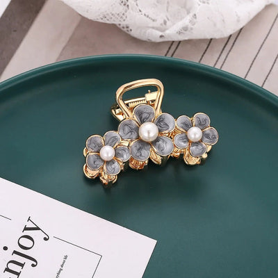 women's fashion flower alloy inlay pearl hair claws