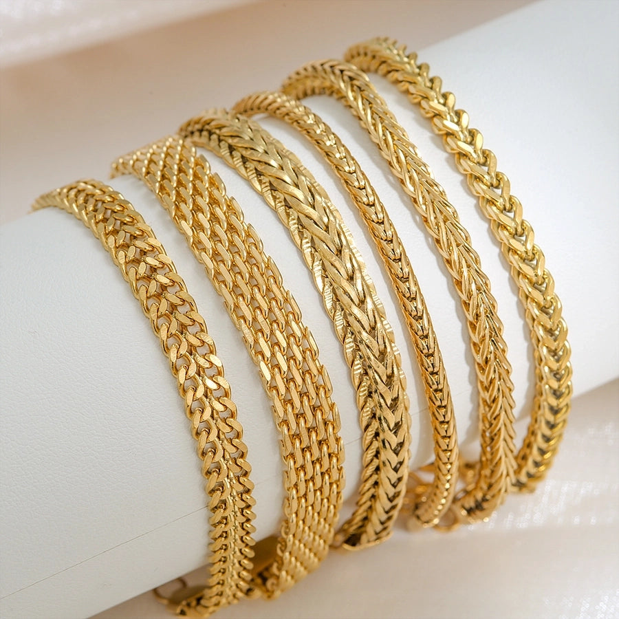 Retro Solid Color 304 Stainless Steel Bracelets In Bulk