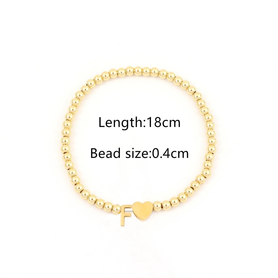 304 Stainless Steel Copper Letter Heart Shape Bracelets