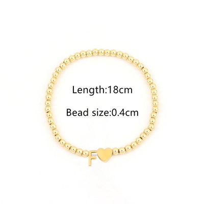 304 Stainless Steel Copper Letter Heart Shape Bracelets