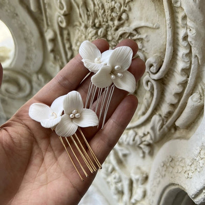 Women's Elegant Streetwear Flower Imitation Pearl Metal Hair Combs