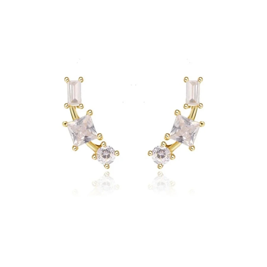 1 Pair Casual Elegant Geometric Copper Zircon Drop Earrings Ear Studs