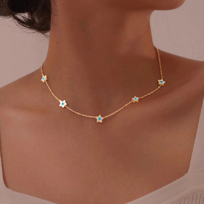 Jewelry Vintage Style Simple Style Heart Shape Eye Flower 201 Stainless Steel Necklace