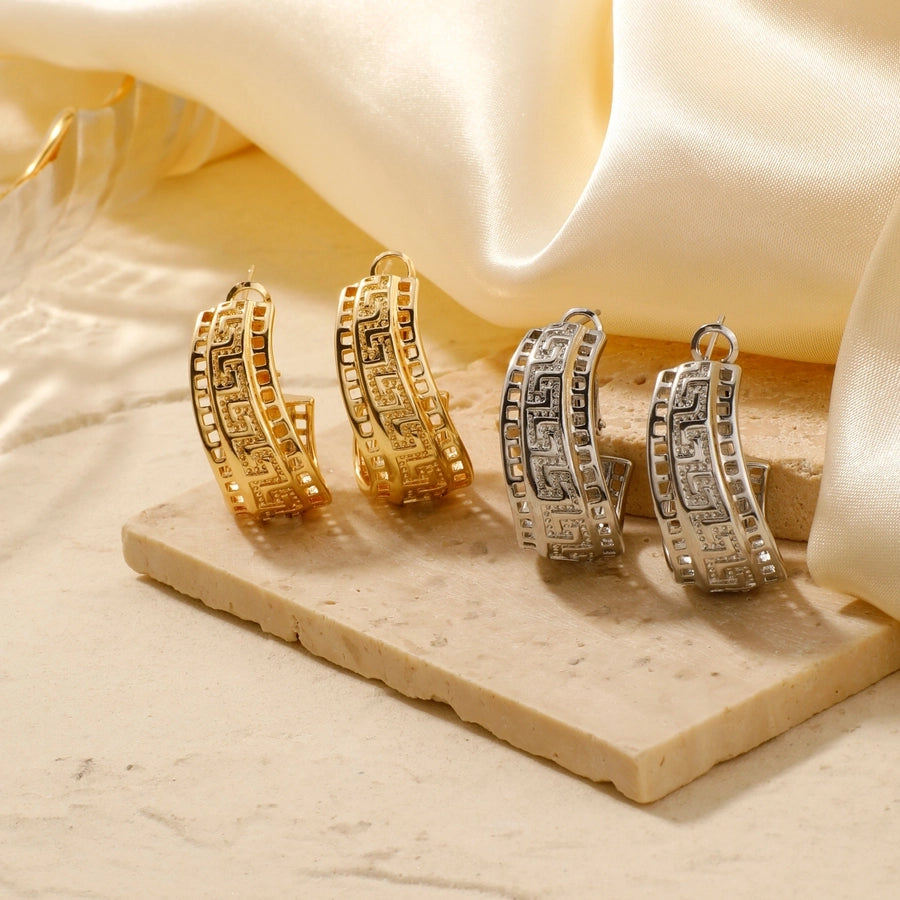 1 Pair Elegant Lady Shiny Geometric Inlay Copper Zircon K Gold Plated Rhodium Plated Earrings