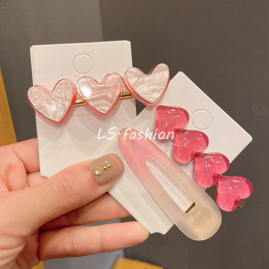 Women's Cute Heart Shape Arylic Alloy Hair Clip