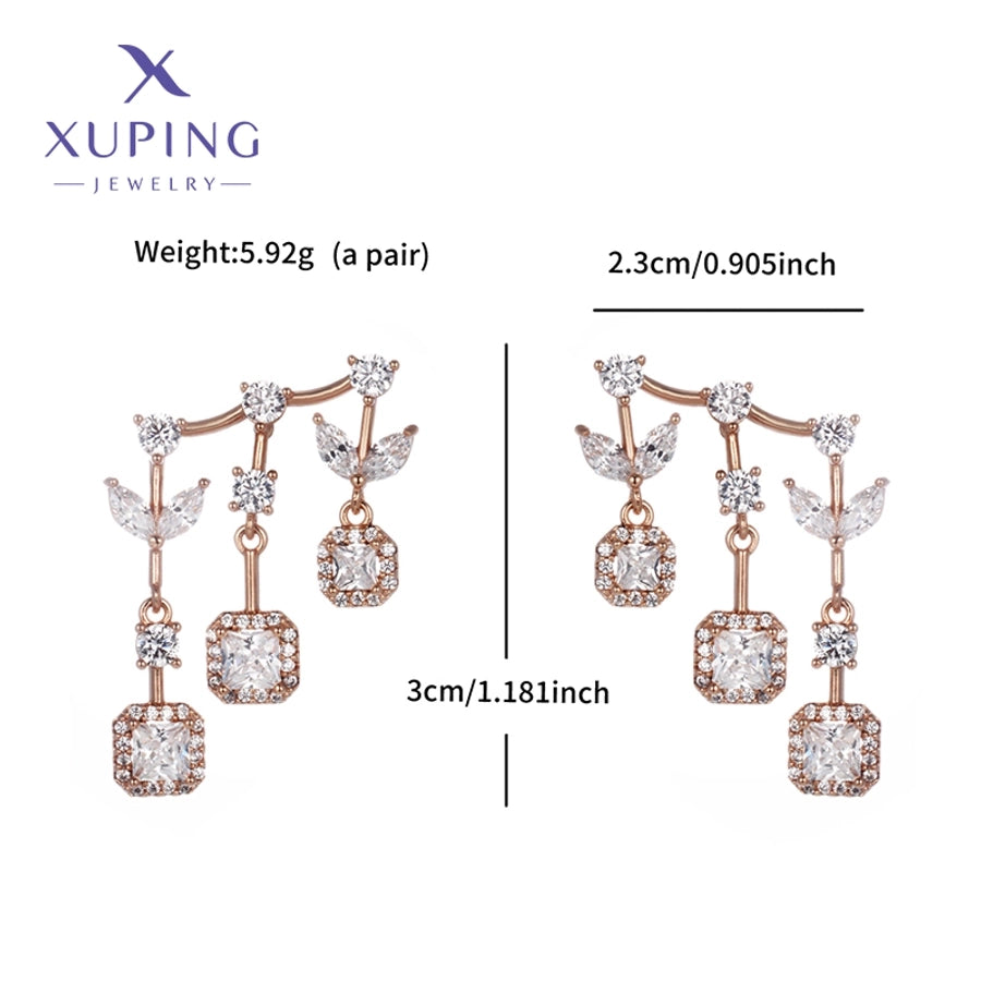 1 Pair Glam Luxurious Geometric Plating Copper Artificial Gemstones 18K Gold Plated Drop Earrings