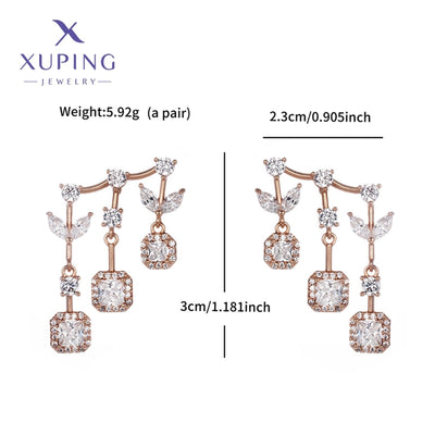 1 Pair Glam Luxurious Geometric Plating Copper Artificial Gemstones 18K Gold Plated Drop Earrings