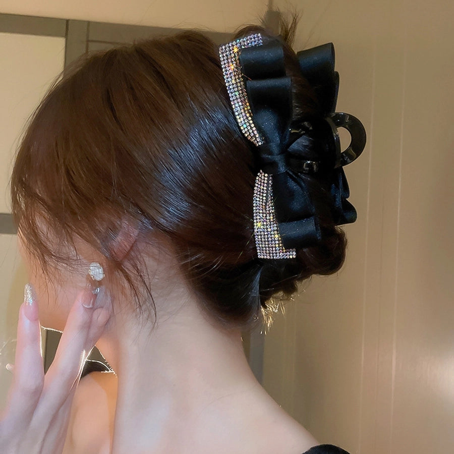 Women's Simple Style Classic Style Bow Knot Arylic Inlay Zircon Hair Claws